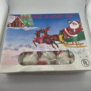 Vintage Christmas Santa Face 10 Light Set ME Enterprises Holiday Decor‎